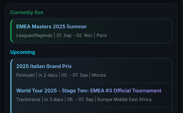 Esports Tournament Tracker